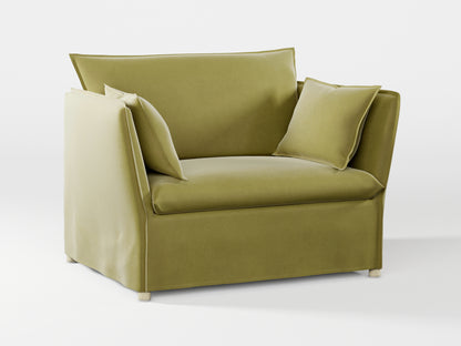 Ikea BACKSÄLEN 1,5-seat armchair cover made by Covereo in upholstery named VELVET Olive Dream