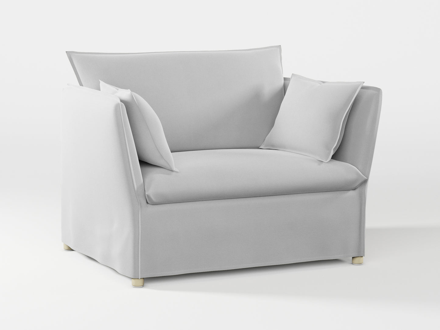 Ikea BACKSÄLEN 1,5-seat armchair cover made by Covereo in upholstery named VELVET Queen of Ice