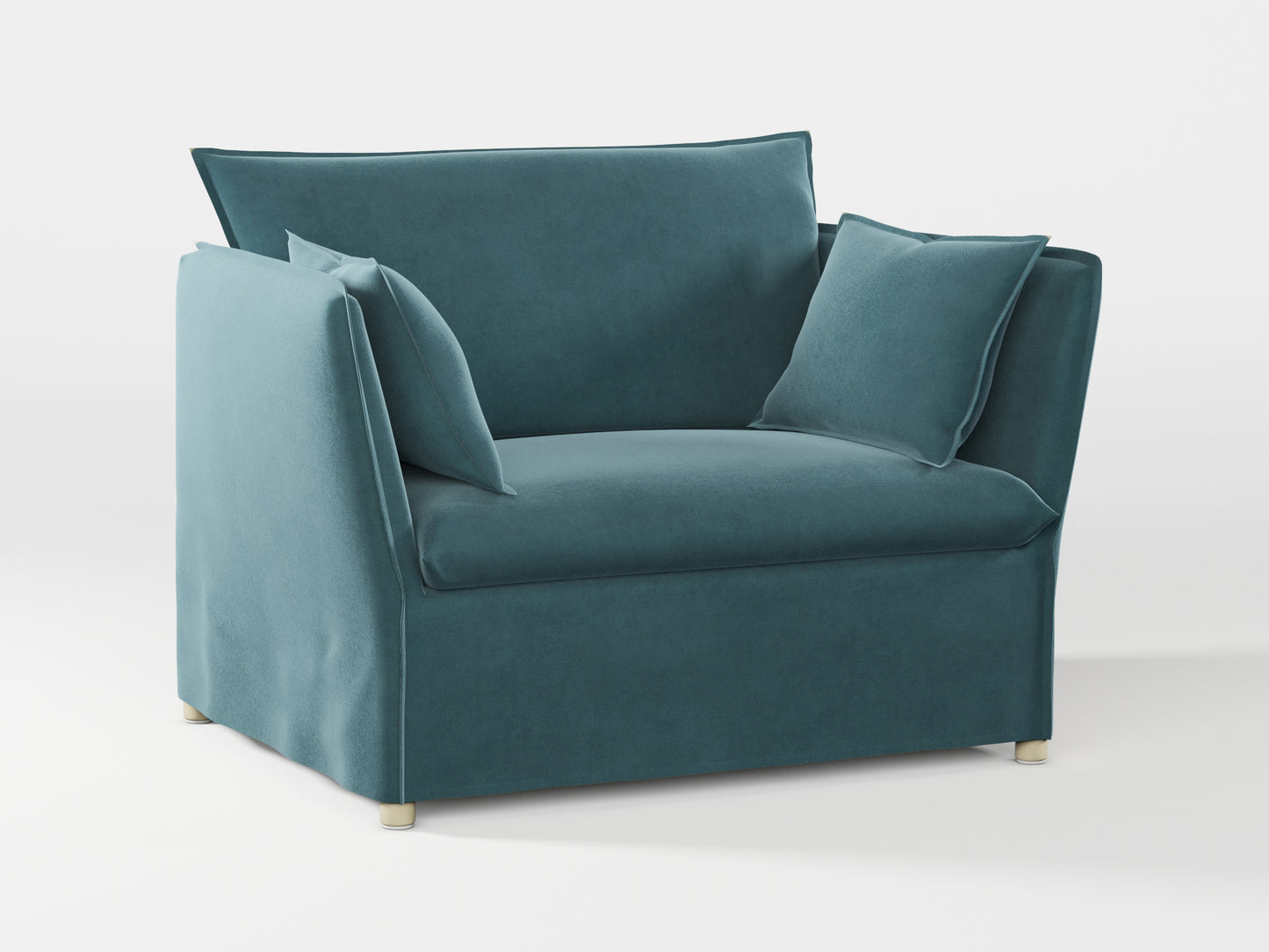 Ikea BACKSÄLEN 1,5-seat armchair cover made by Covereo in upholstery named VELVET Smoky Blue