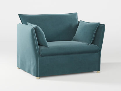 Ikea BACKSÄLEN 1,5-seat armchair cover made by Covereo in upholstery named VELVET Smoky Blue