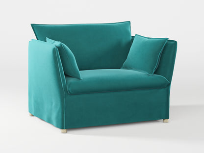 Ikea BACKSÄLEN 1,5-seat armchair cover made by Covereo in upholstery named VELVET Turquoise Twist