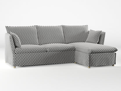 Ikea BACKSÄLEN 3-seat sofa with chaise longue cover made by Covereo in upholstery named HERRINGBONE White