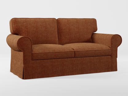 Ikea EKTORP 2-seat sofa cover made by Covereo in upholstery named COSY Chestnut