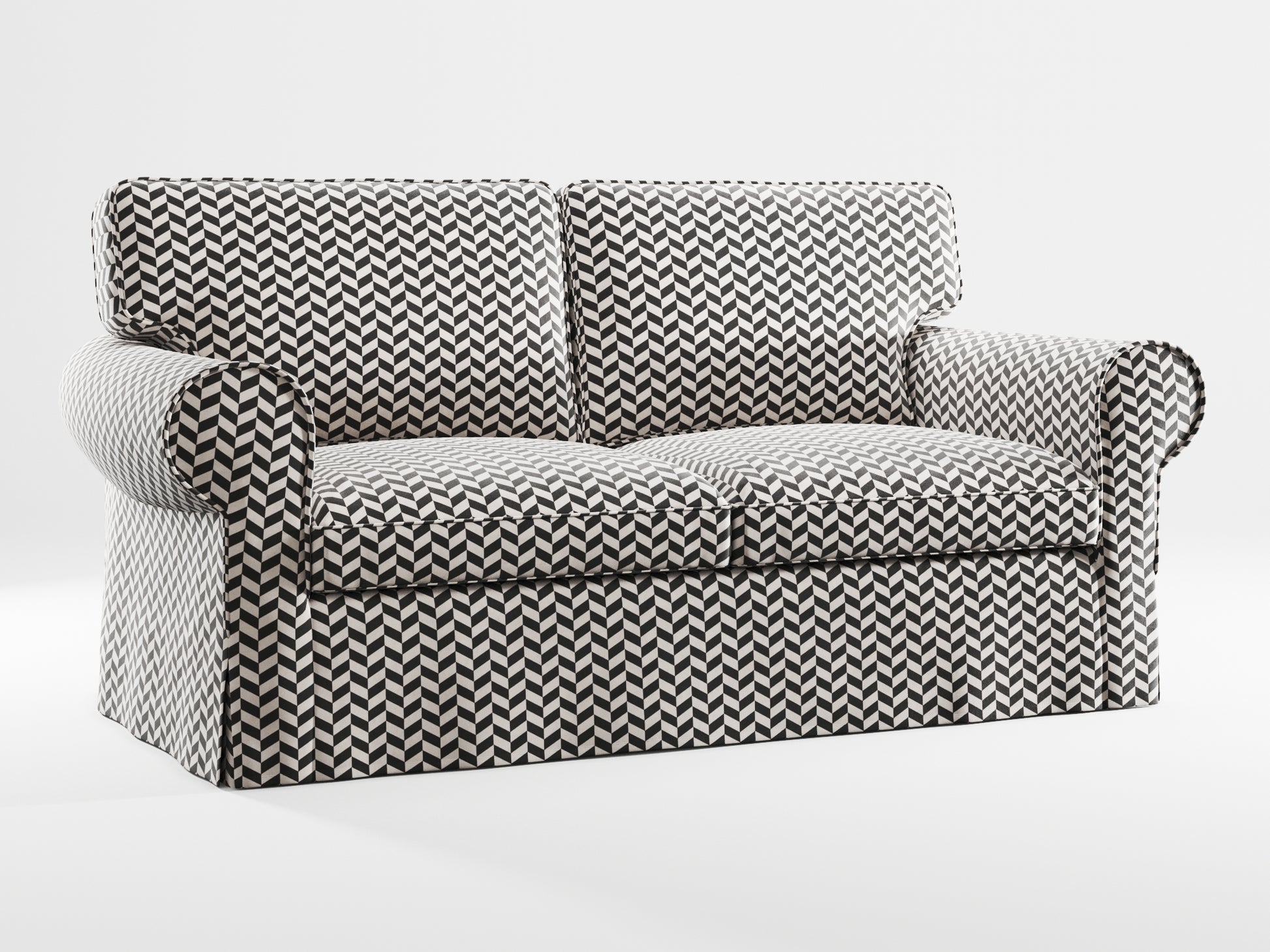 Ikea EKTORP 2-seat sofa cover made by Covereo in upholstery named HERRINGBONE Silver