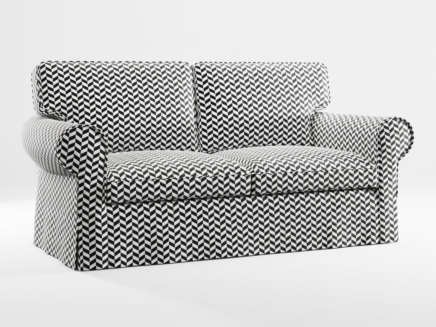 Ikea EKTORP 2-seat sofa cover made by Covereo in upholstery named HERRINGBONE White