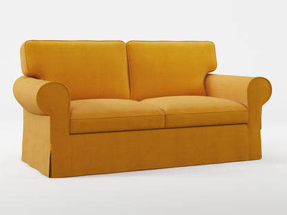 Ikea EKTORP 2-seat sofa cover made by Covereo in upholstery named OMON Classic Mustard