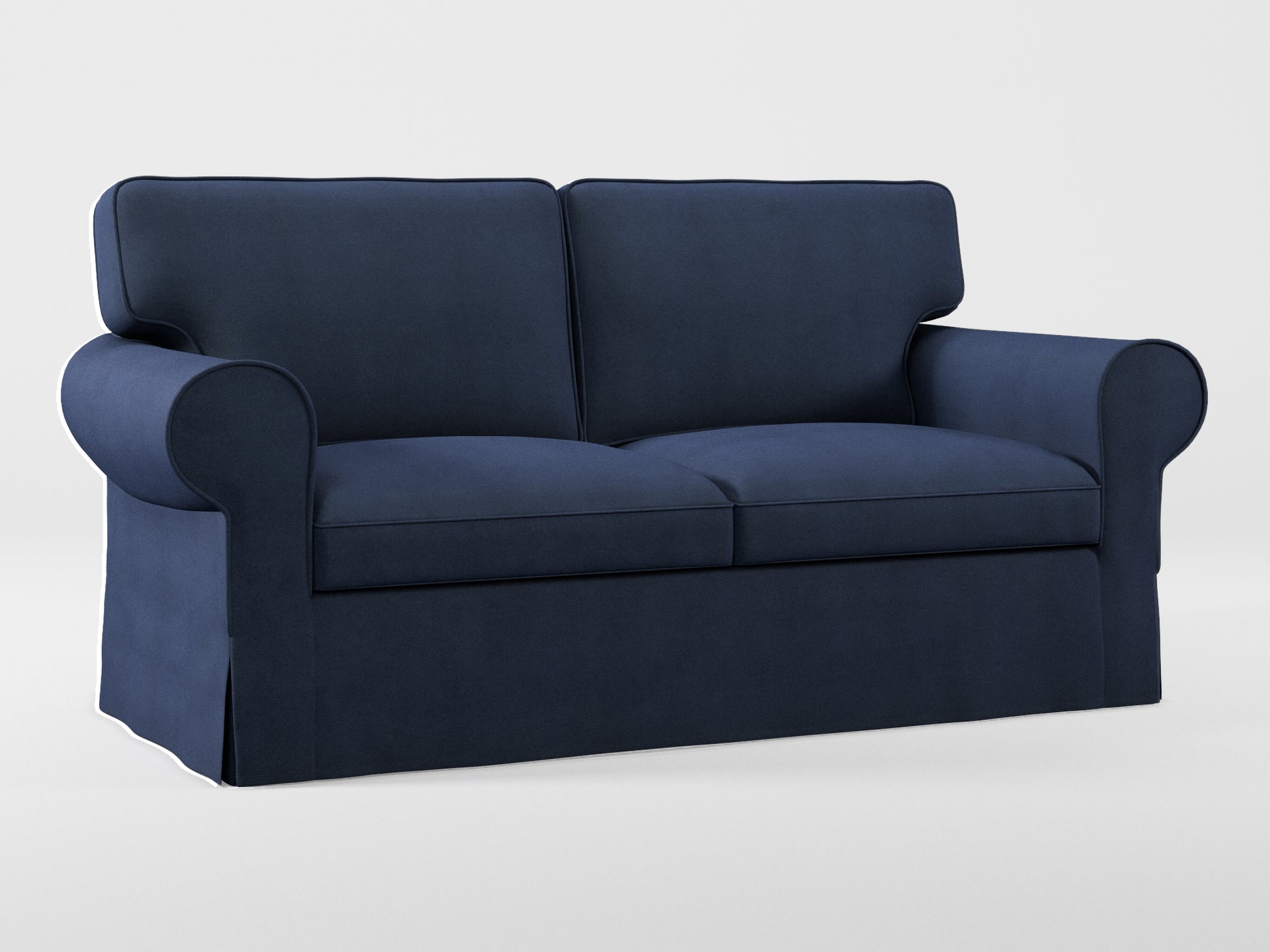 Ikea EKTORP 2-seat sofa cover made by Covereo in upholstery named OMON Elegant Marine