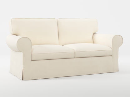 Ikea EKTORP 2-seat sofa cover made by Covereo in upholstery named OMON Natural Beige