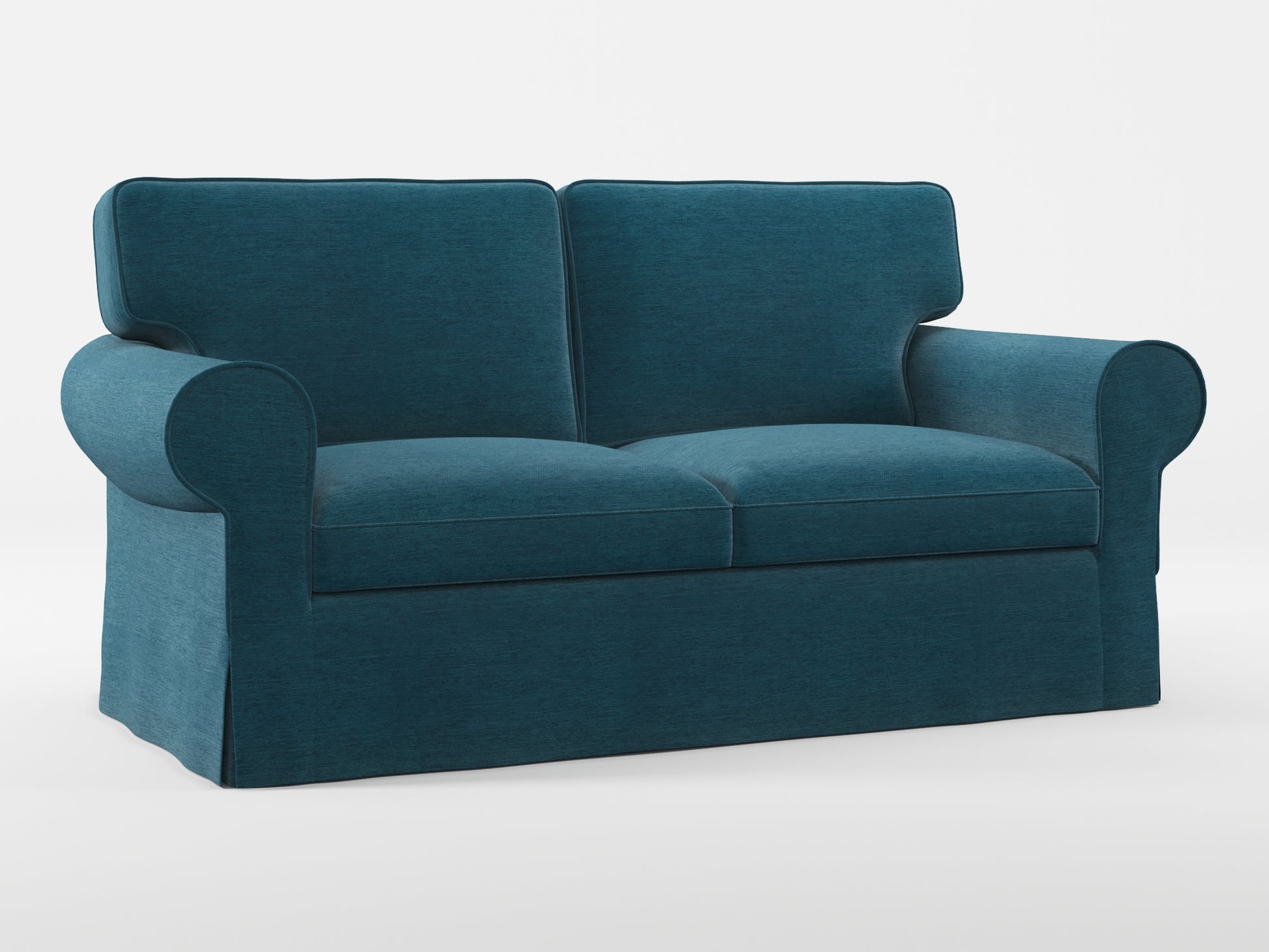 Ikea EKTORP 2-seat sofa cover made by Covereo in upholstery named PECADLY Ocean Blue