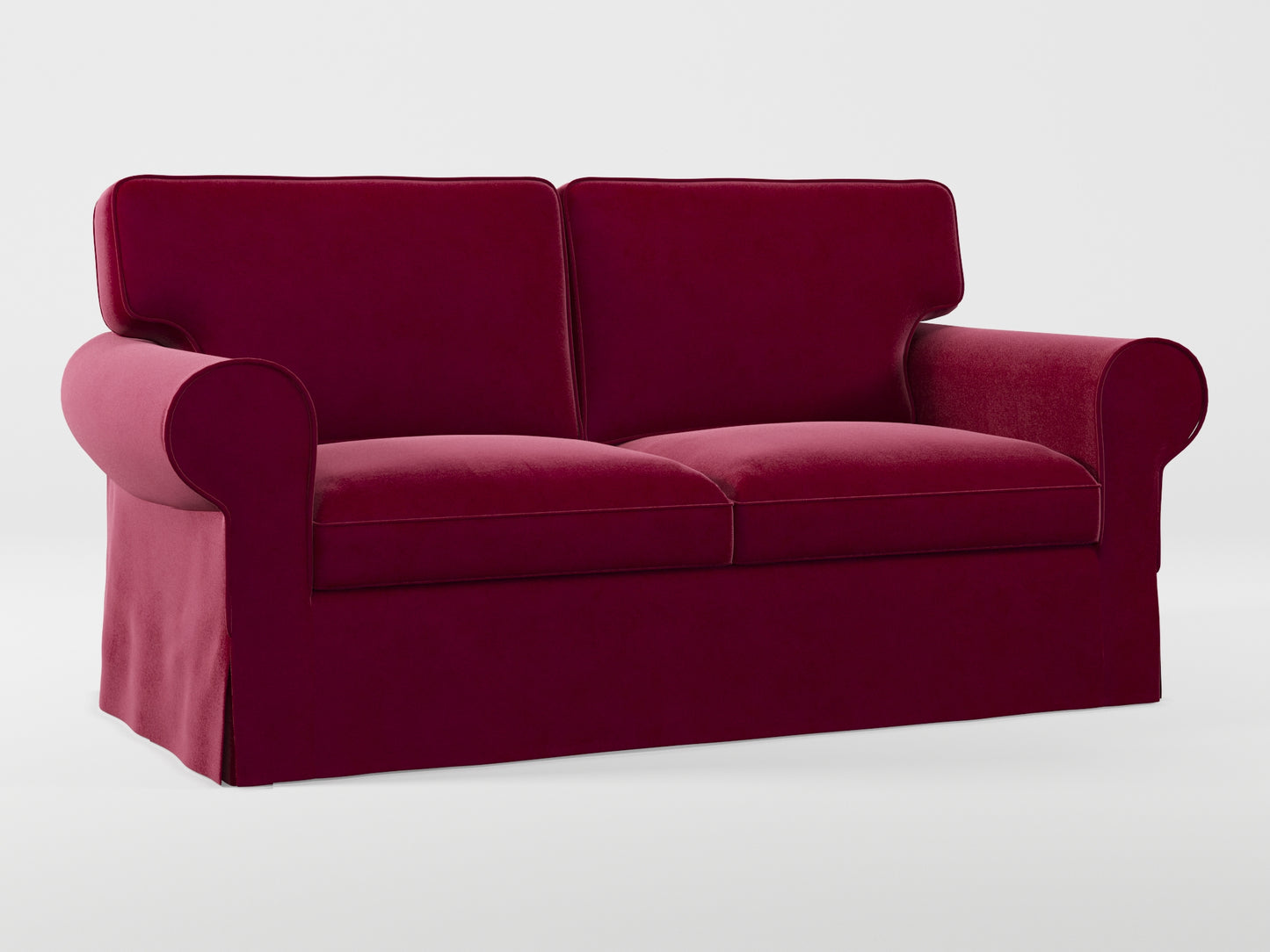 Ikea EKTORP 2-seat sofa cover made by Covereo in upholstery named VELVET Beetroot Cocktail