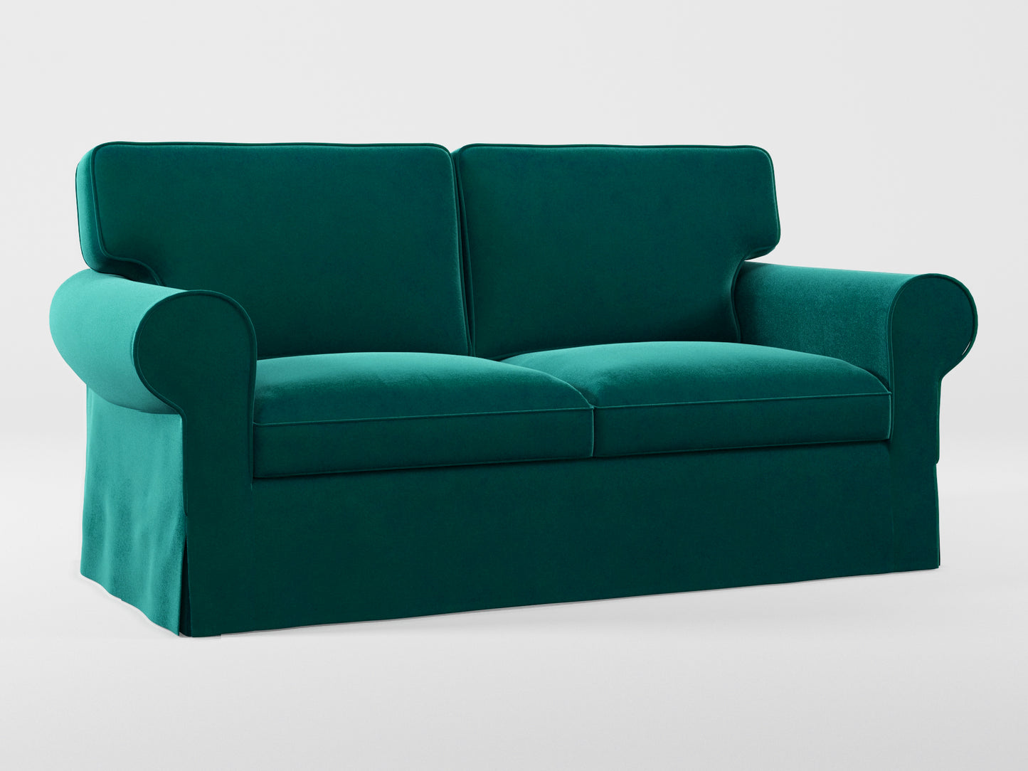 Ikea EKTORP 2-seat sofa cover made by Covereo in upholstery named VELVET Dark Teal