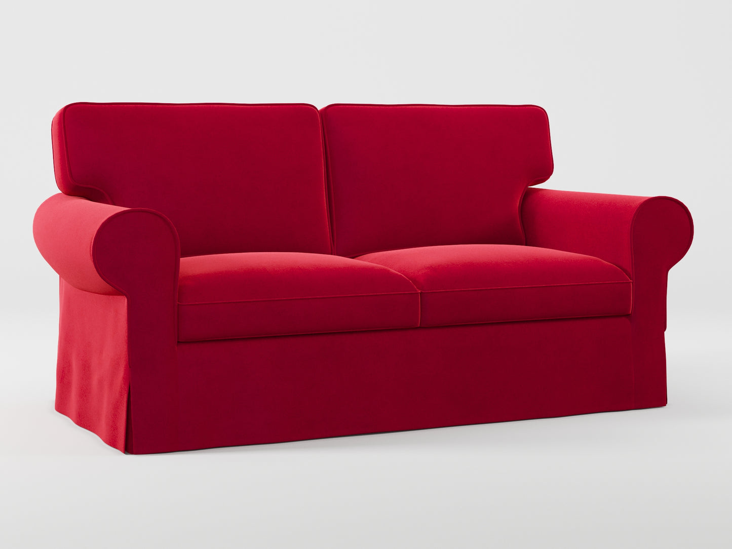 Ikea EKTORP 2-seat sofa cover made by Covereo in upholstery named VELVET Intense Red