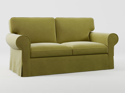 Ikea EKTORP 2-seat sofa cover made by Covereo in upholstery named VELVET Olive Dream