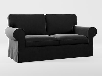 Ikea EKTORP 2-seat sofa cover made by Covereo in upholstery named VELVET Shiny Black