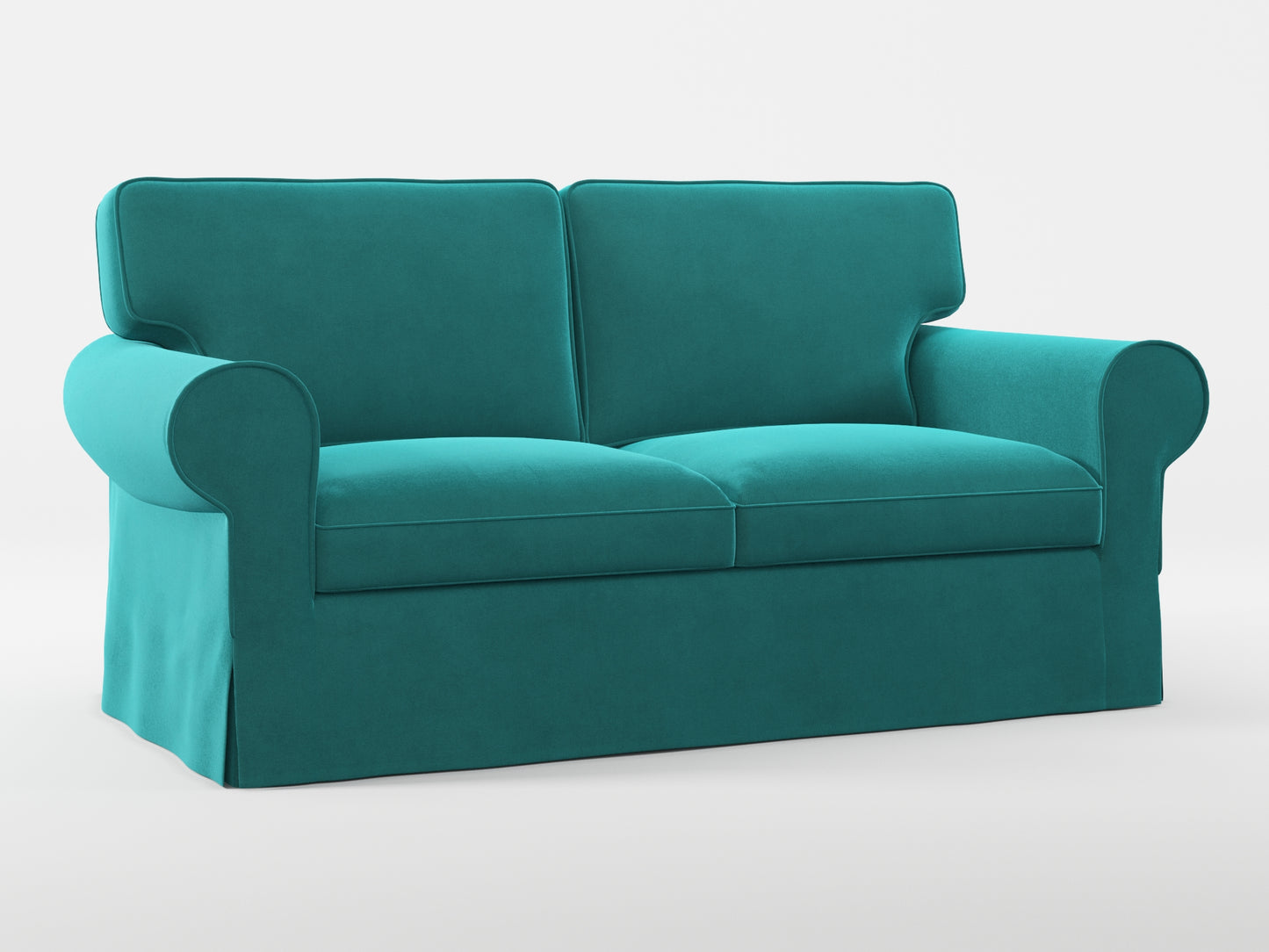 Ikea EKTORP 2-seat sofa cover made by Covereo in upholstery named VELVET Turquoise Twist