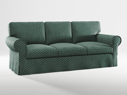 Ikea EKTORP 3-seat sofa cover made by Covereo in upholstery named HERRINGBONE Green