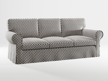 Ikea EKTORP 3-seat sofa cover made by Covereo in upholstery named HERRINGBONE Silver