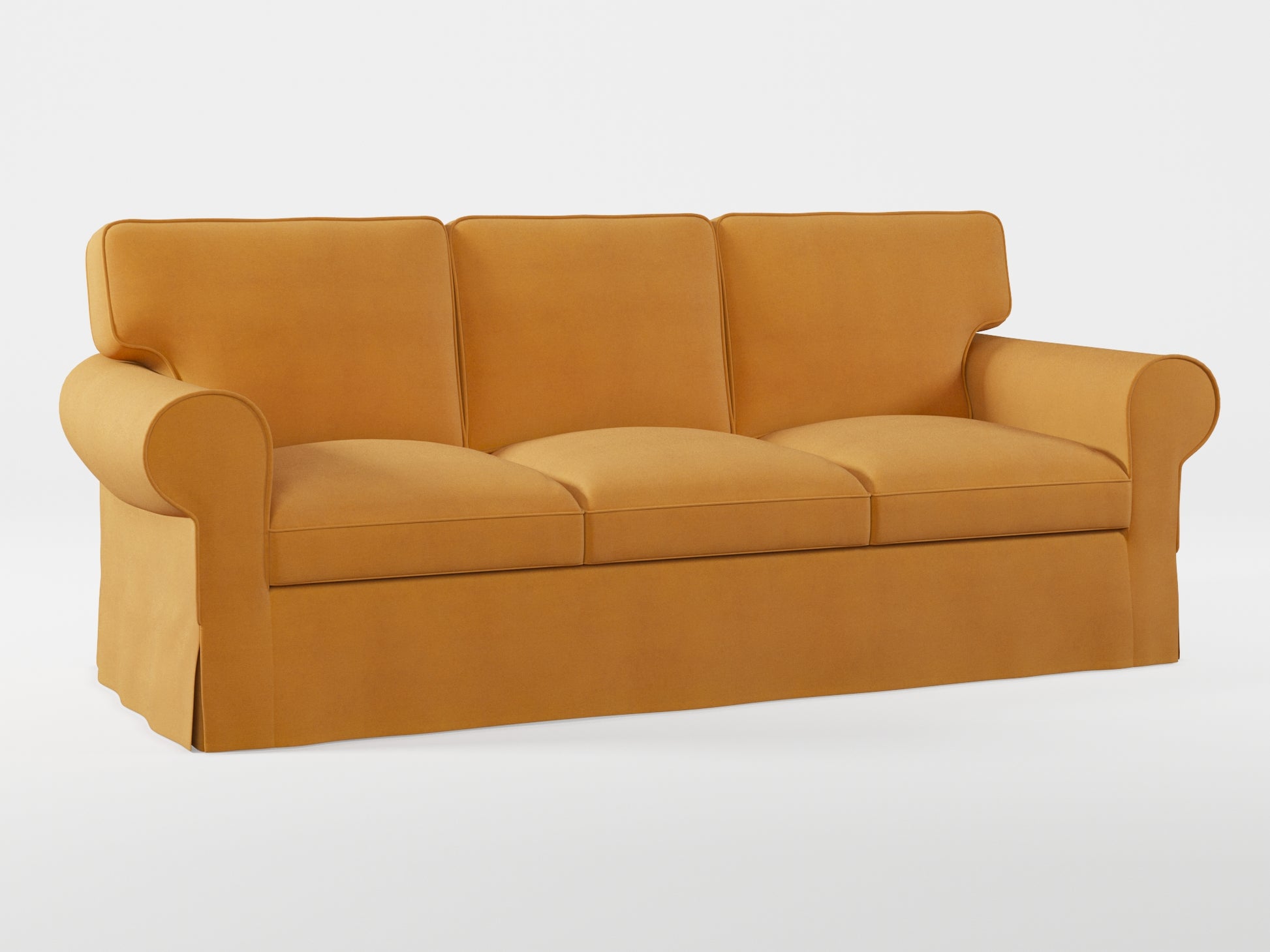 Ikea EKTORP 3-seat sofa cover made by Covereo in upholstery named OMON Classic Mustard