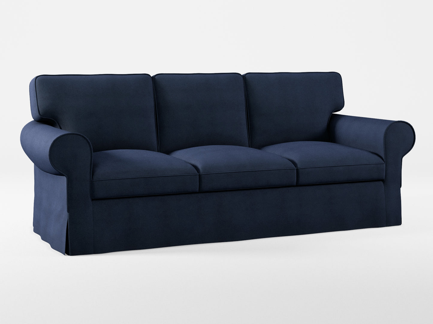 Ikea EKTORP 3-seat sofa cover made by Covereo in upholstery named OMON Elegant Marine