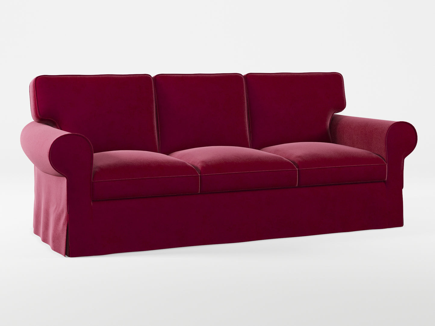 Ikea EKTORP 3-seat sofa cover made by Covereo in upholstery named VELVET Beetroot Cocktail