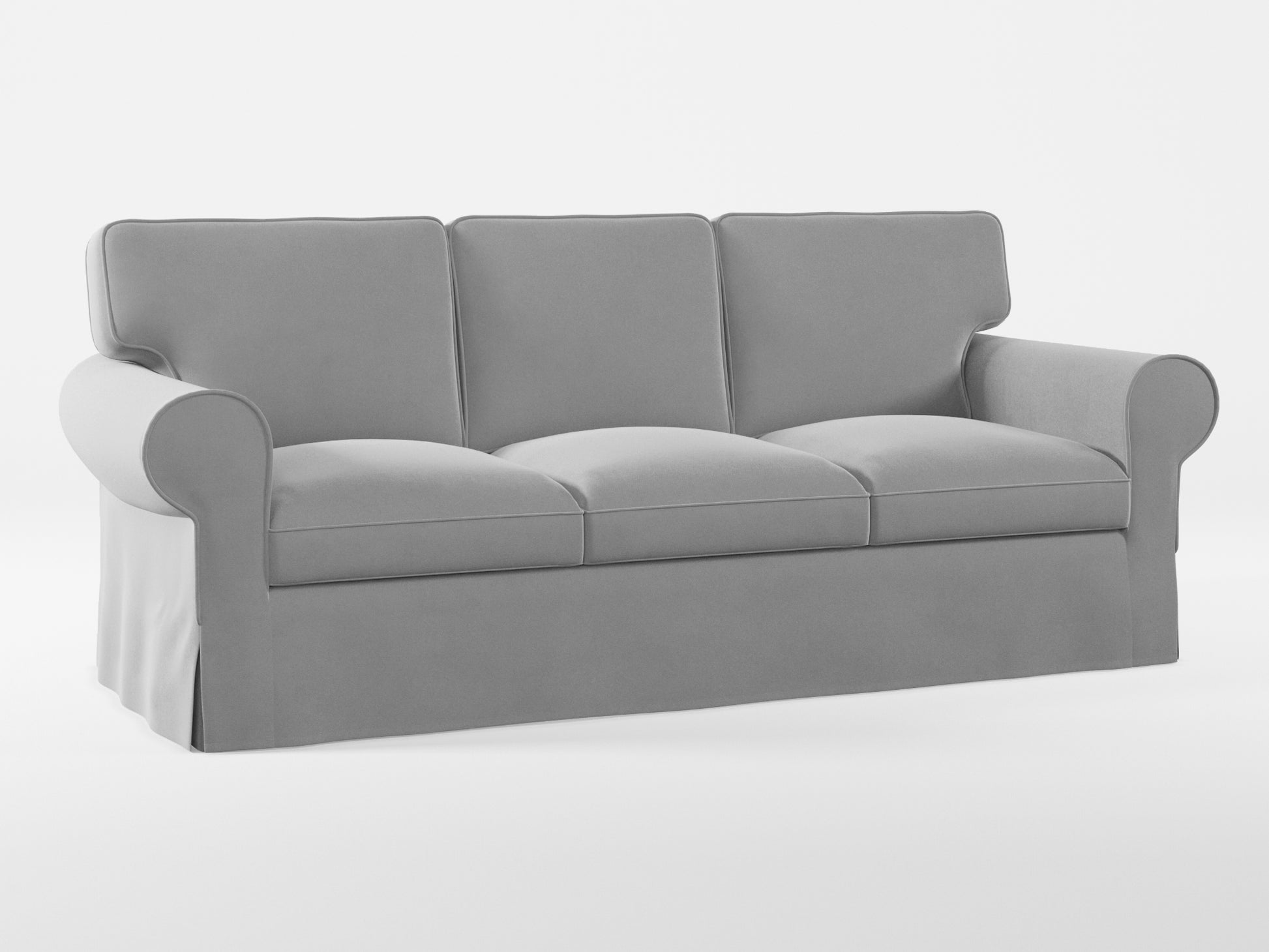 Ikea EKTORP 3-seat sofa cover made by Covereo in upholstery named VELVET Cool Grey