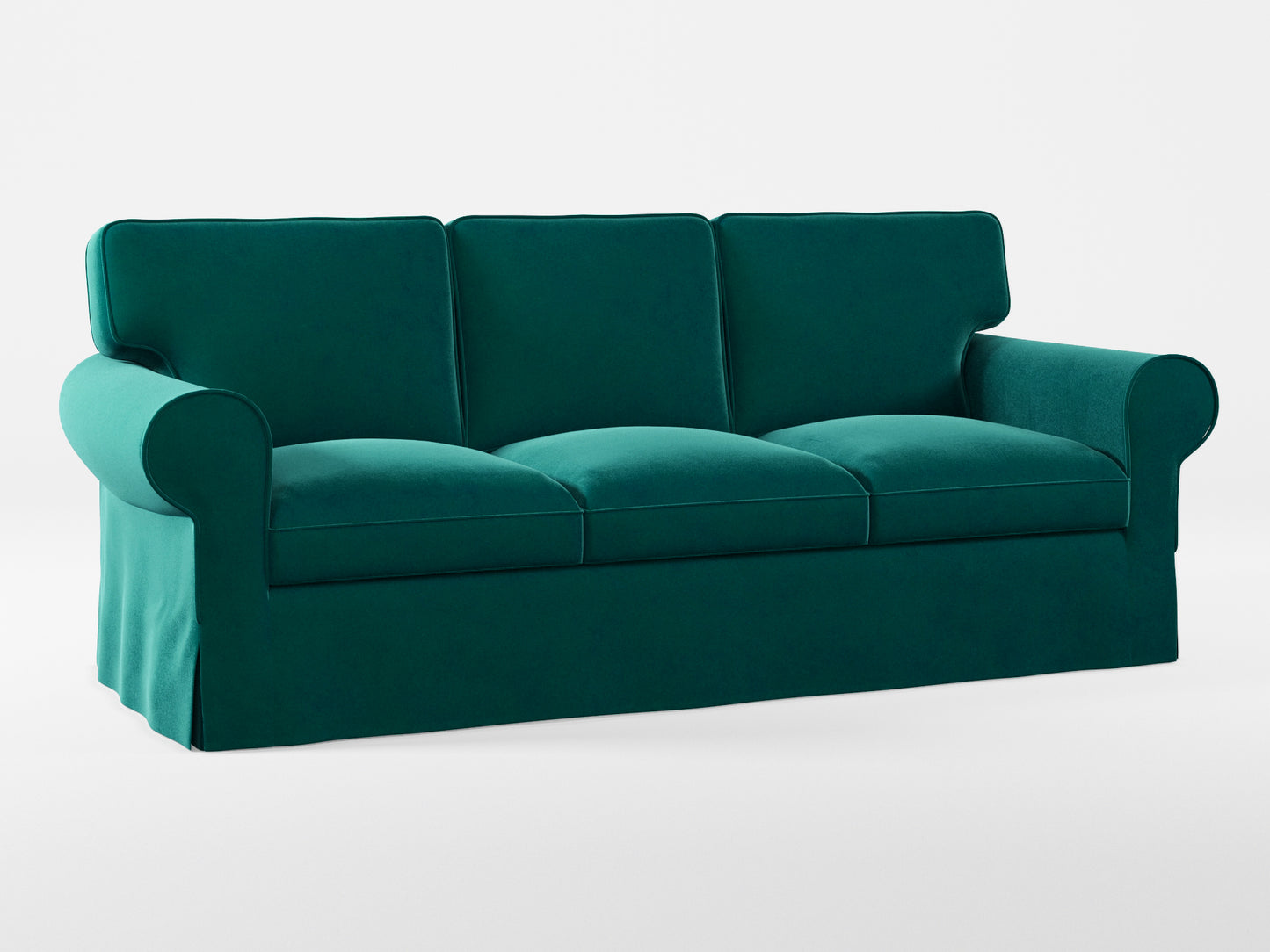 Ikea EKTORP 3-seat sofa cover made by Covereo in upholstery named VELVET Dark Teal