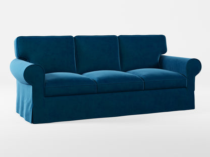 Ikea EKTORP 3-seat sofa cover made by Covereo in upholstery named VELVET In the Navy