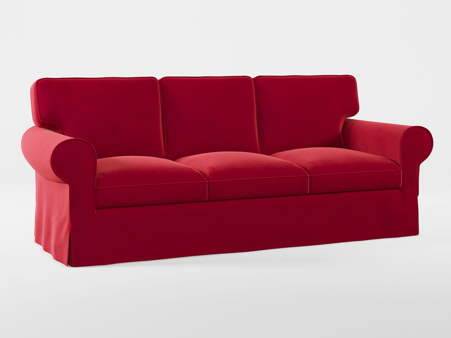 Ikea EKTORP 3-seat sofa cover made by Covereo in upholstery named VELVET Intense Red