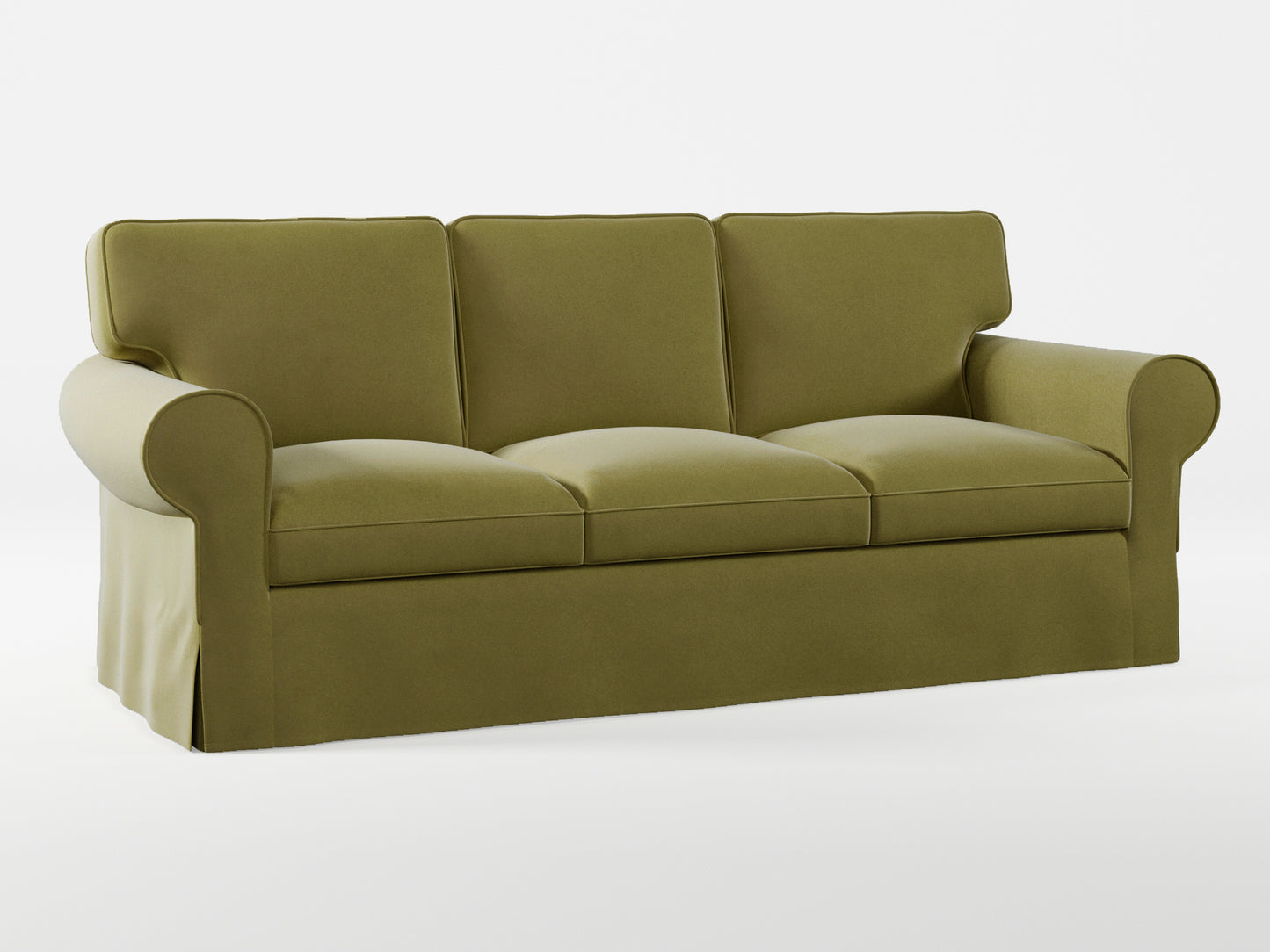 Ikea EKTORP 3-seat sofa cover made by Covereo in upholstery named VELVET Olive Dream