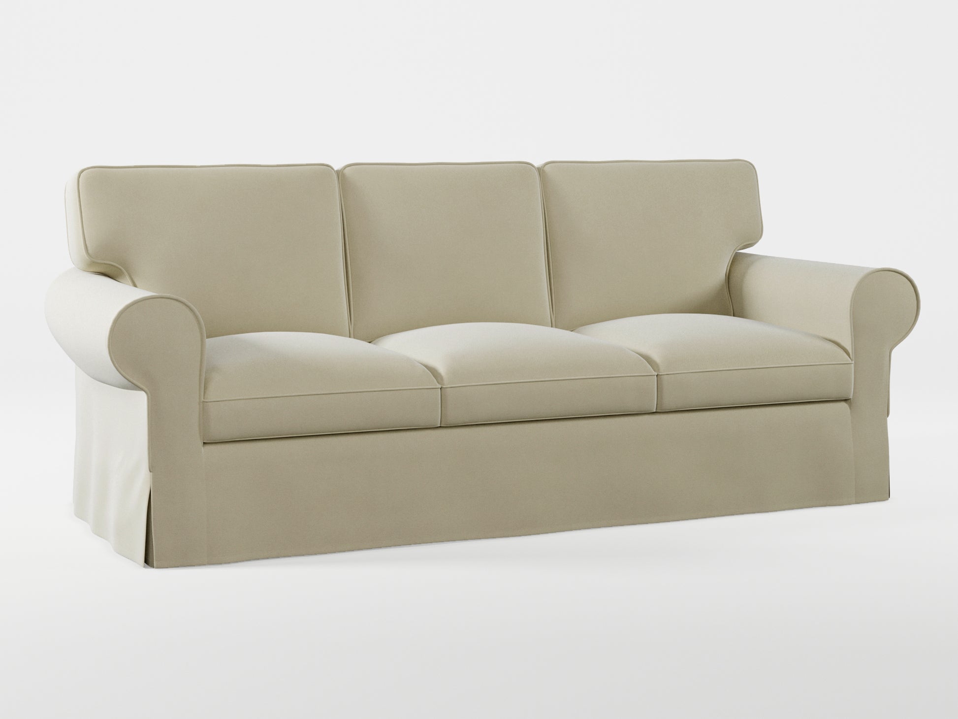 Ikea EKTORP 3-seat sofa cover made by Covereo in upholstery named VELVET Pearl Cream