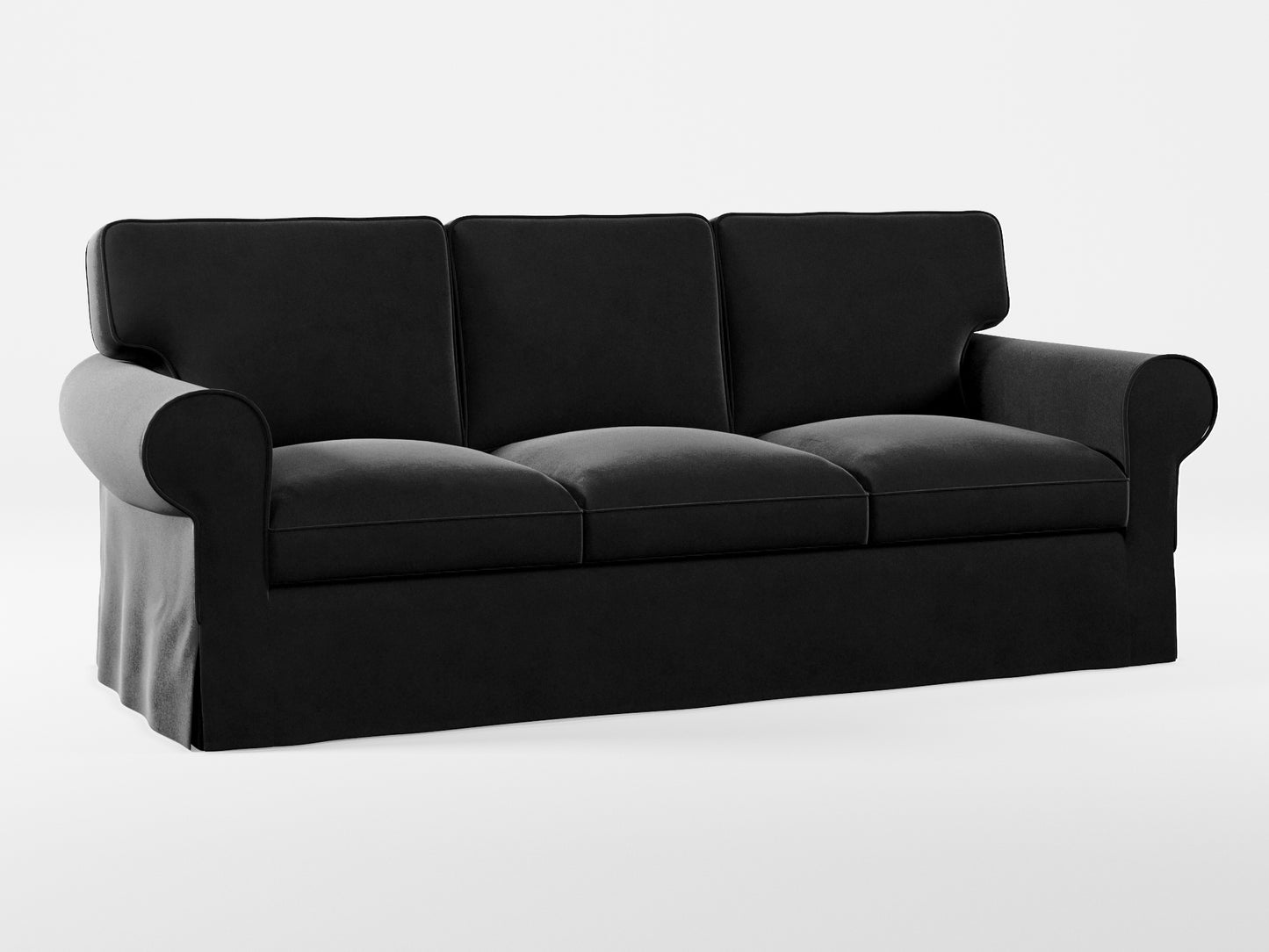 Ikea EKTORP 3-seat sofa cover made by Covereo in upholstery named VELVET Shiny Black