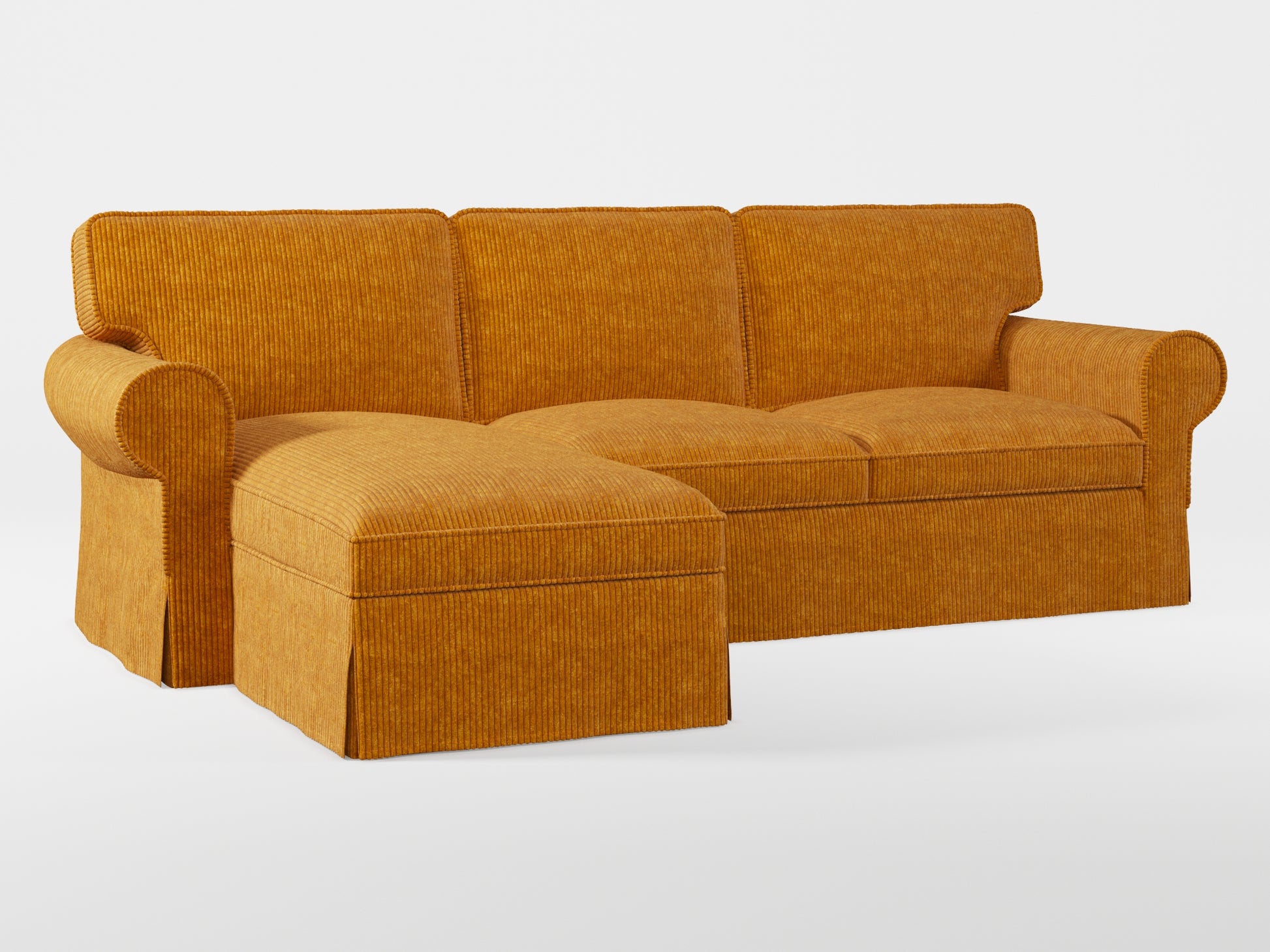 Ikea EKTORP 3-seat sofa with chaise longue cover (left/right) made by Covereo in upholstery named COSY Honeymoon