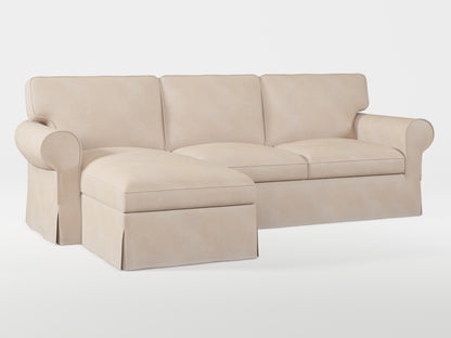 Ikea EKTORP 3-seat sofa with chaise longue cover (left/right) made by Covereo in upholstery named ECONUBUCK Bright