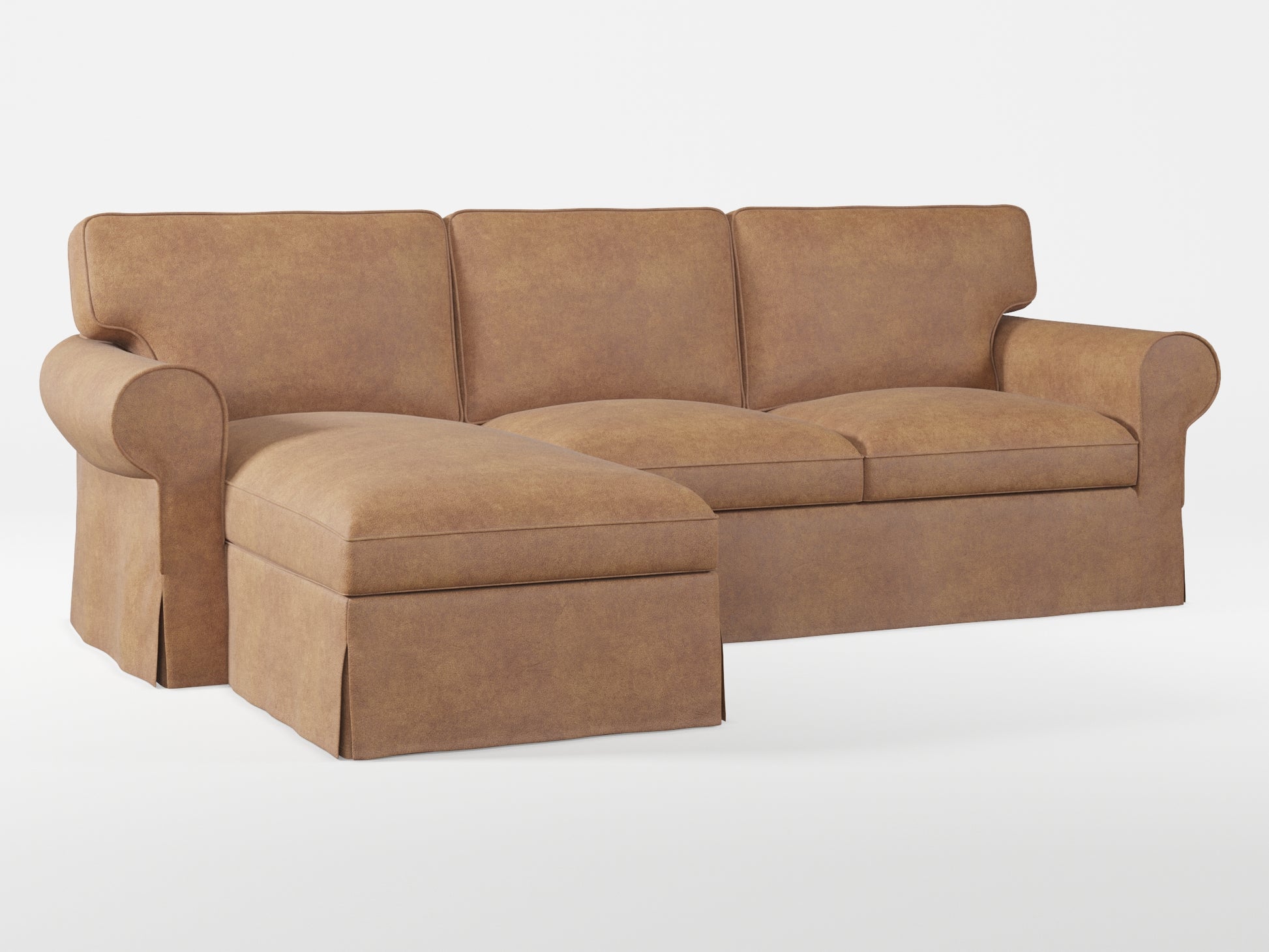 Ikea EKTORP 3-seat sofa with chaise longue cover (left/right) made by Covereo in upholstery named ECONUBUCK Medium