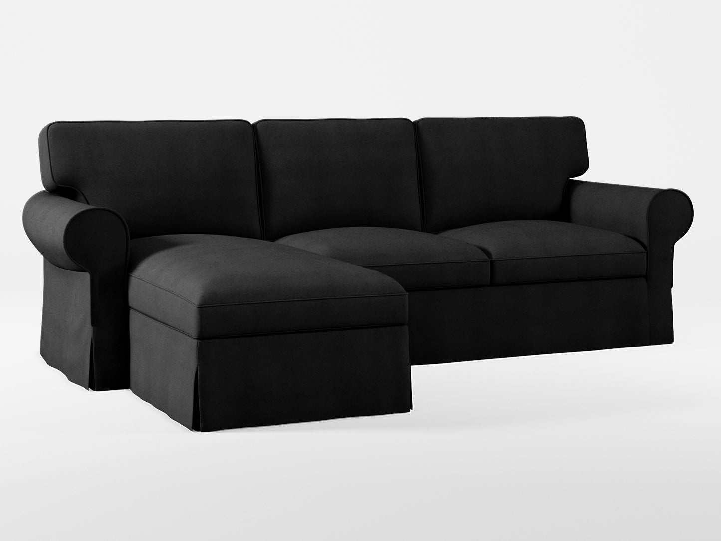 Ikea EKTORP 3-seat sofa with chaise longue cover (left/right) made by Covereo in upholstery named OMON Night Trip