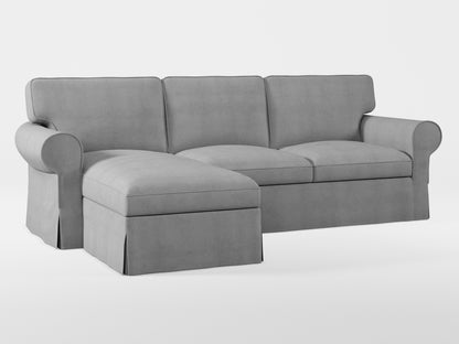 Ikea EKTORP 3-seat sofa with chaise longue cover (left/right) made by Covereo in upholstery named OMON Rocky Fjords