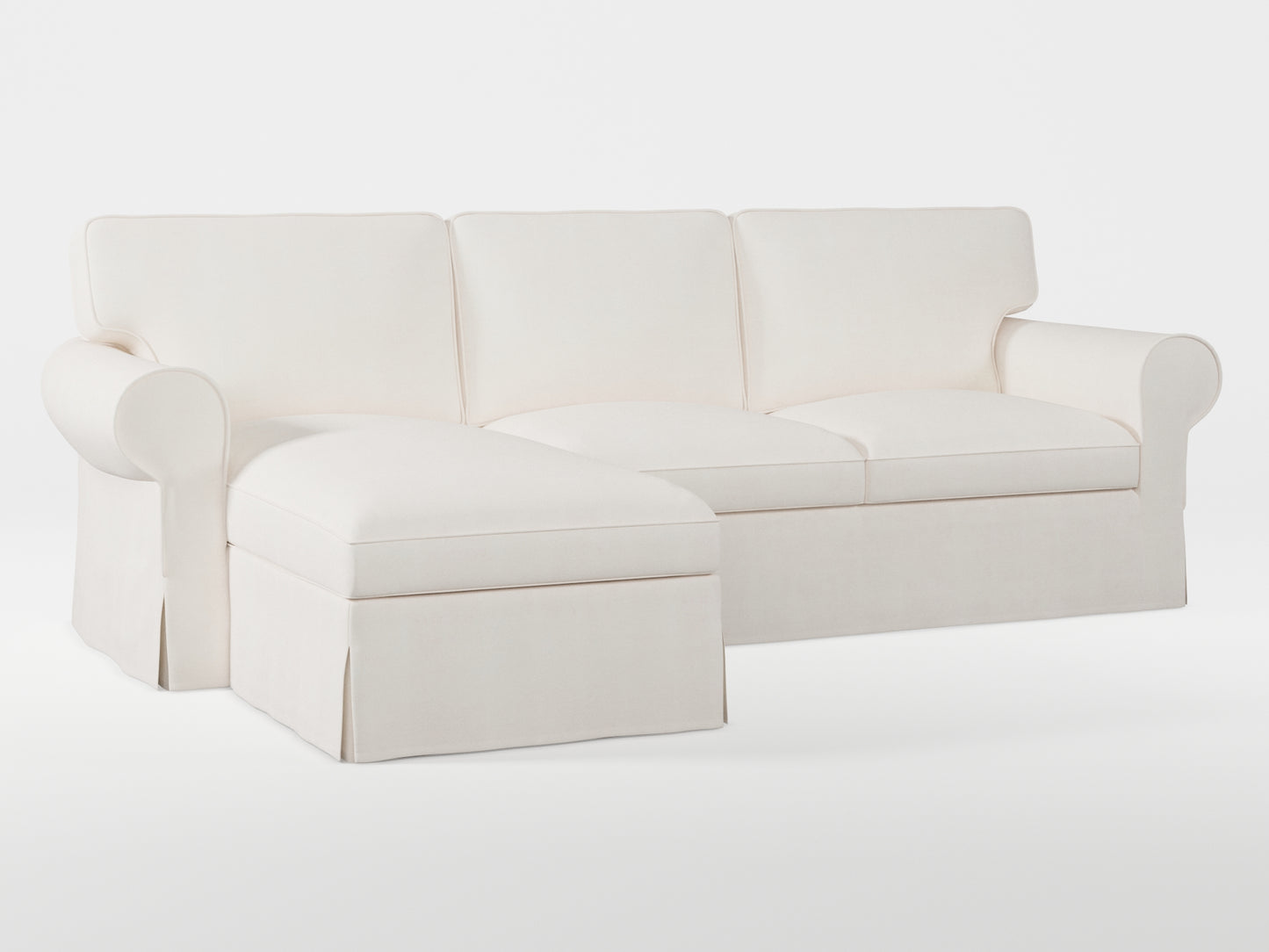 Ikea EKTORP 3-seat sofa with chaise longue cover (left/right) made by Covereo in upholstery named TUNSO Nude One