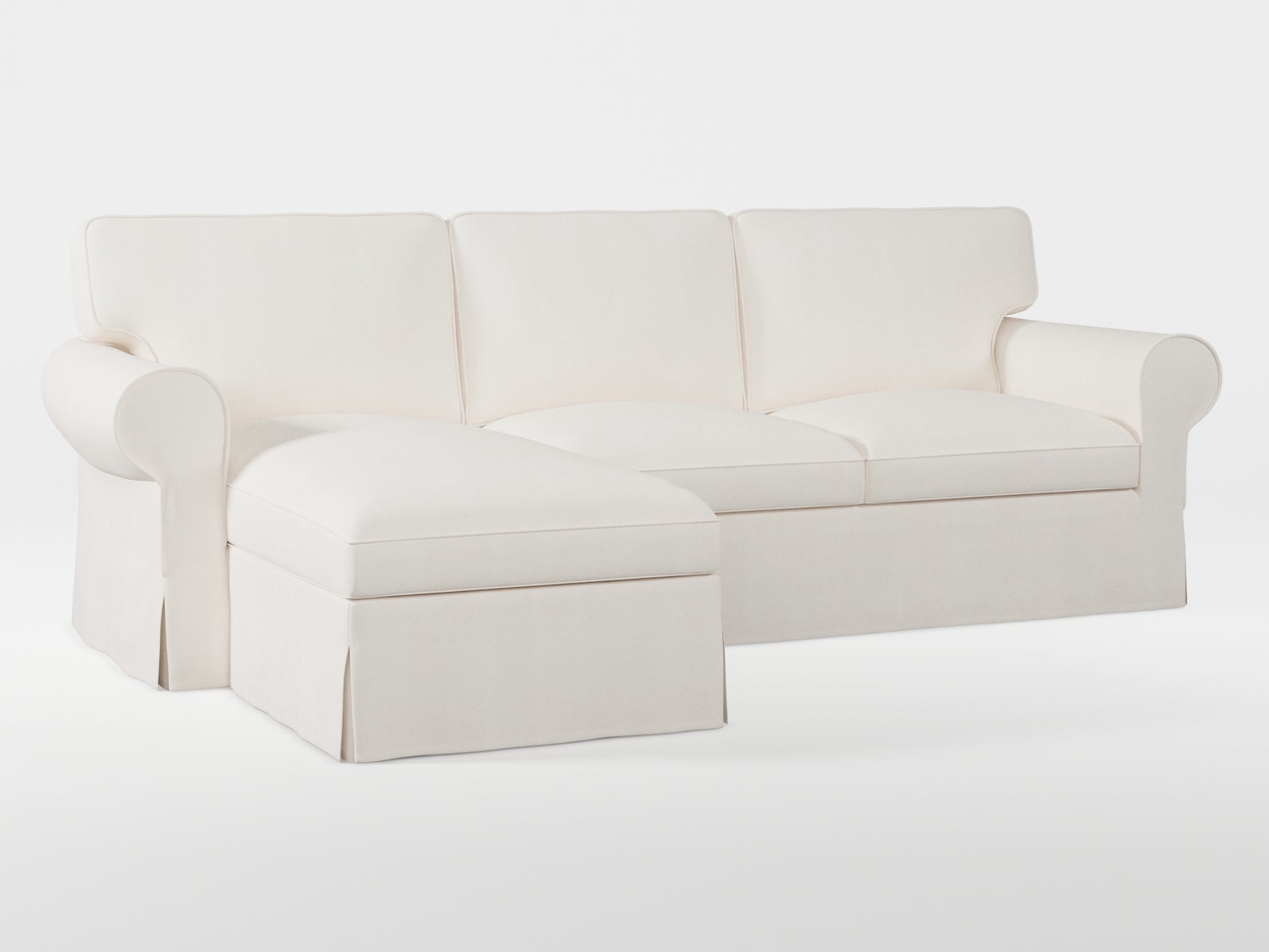 Ikea EKTORP 3-seat sofa with chaise longue cover (left/right) made by Covereo in upholstery named TUNSO Nude One