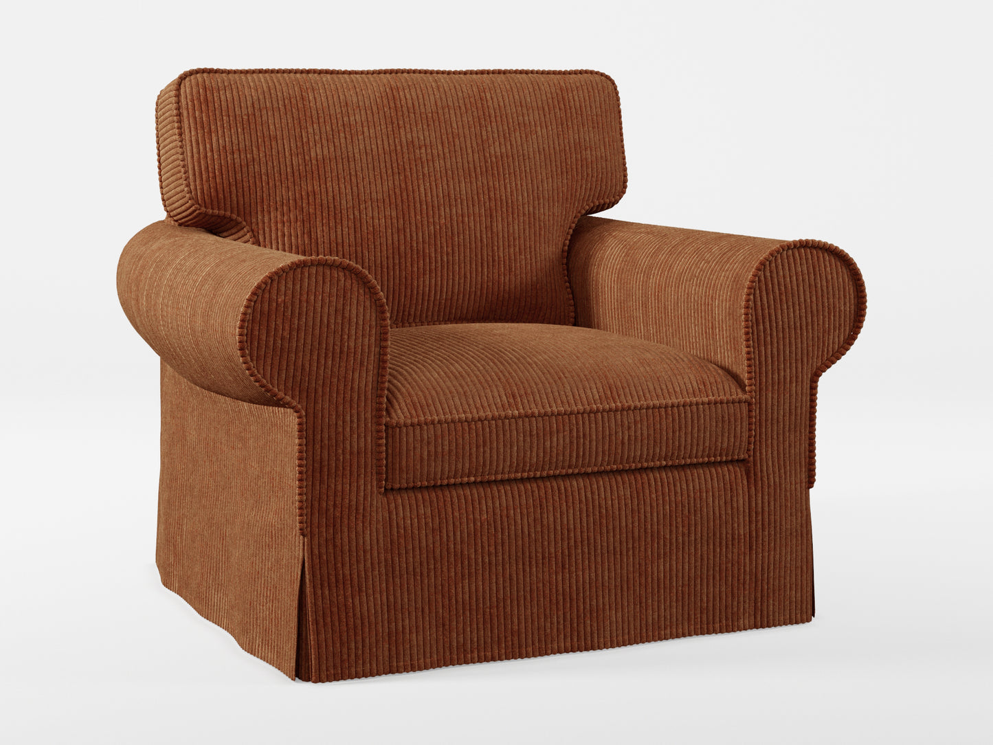 Ikea EKTORP Armchair cover made by Covereo in upholstery named COSY Chestnut