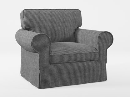 Ikea EKTORP Armchair cover made by Covereo in upholstery named COSY Grey Shadow