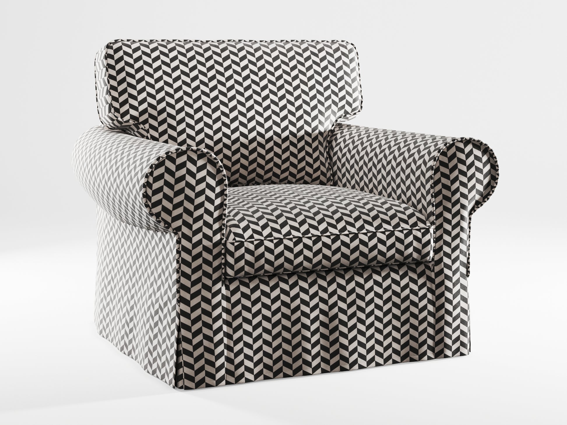 Ikea EKTORP Armchair cover made by Covereo in upholstery named HERRINGBONE Silver