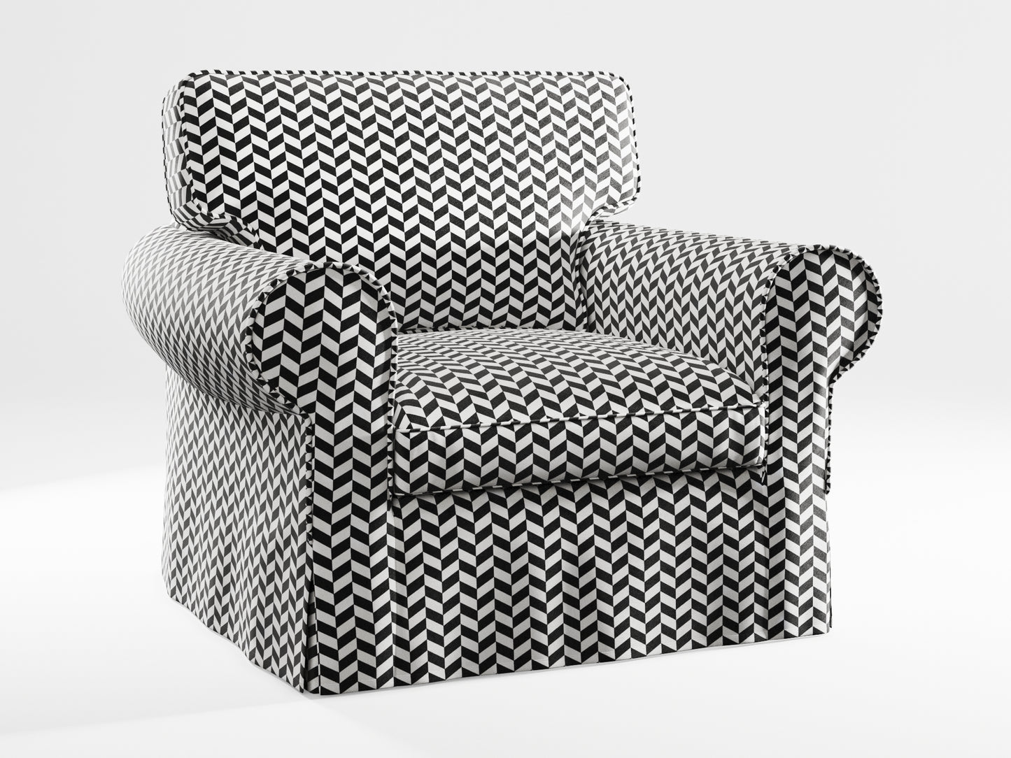 Ikea EKTORP Armchair cover made by Covereo in upholstery named HERRINGBONE White