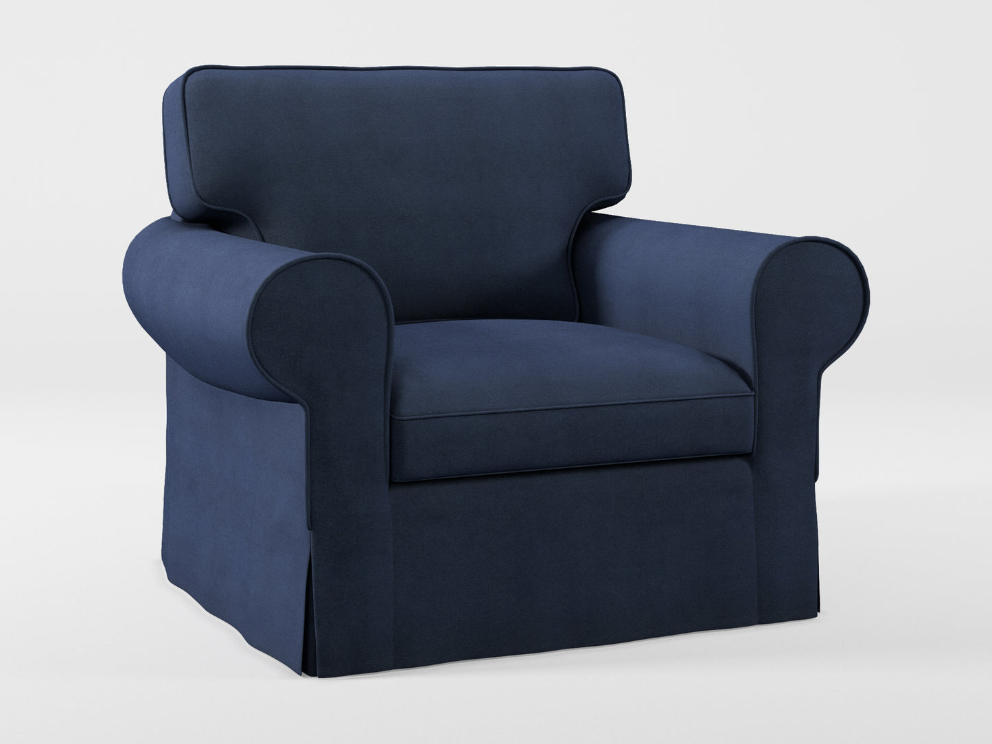 Ikea EKTORP Armchair cover made by Covereo in upholstery named OMON Elegant Marine