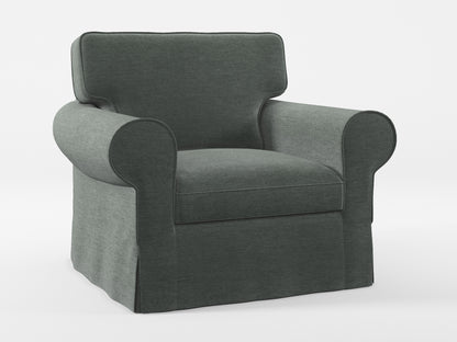 Ikea EKTORP Armchair cover made by Covereo in upholstery named PECADLY Evening Grey