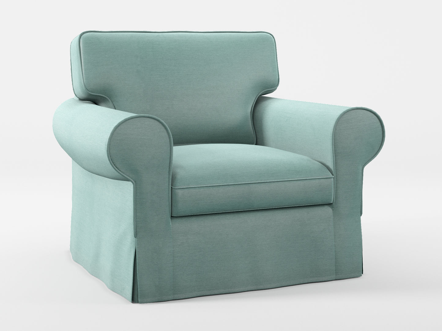 Ikea EKTORP Armchair cover made by Covereo in upholstery named PECADLY Misty Blue