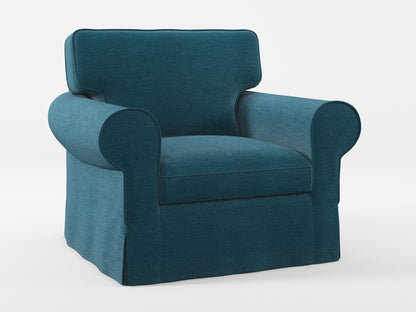 Ikea EKTORP Armchair cover made by Covereo in upholstery named PECADLY Ocean Blue