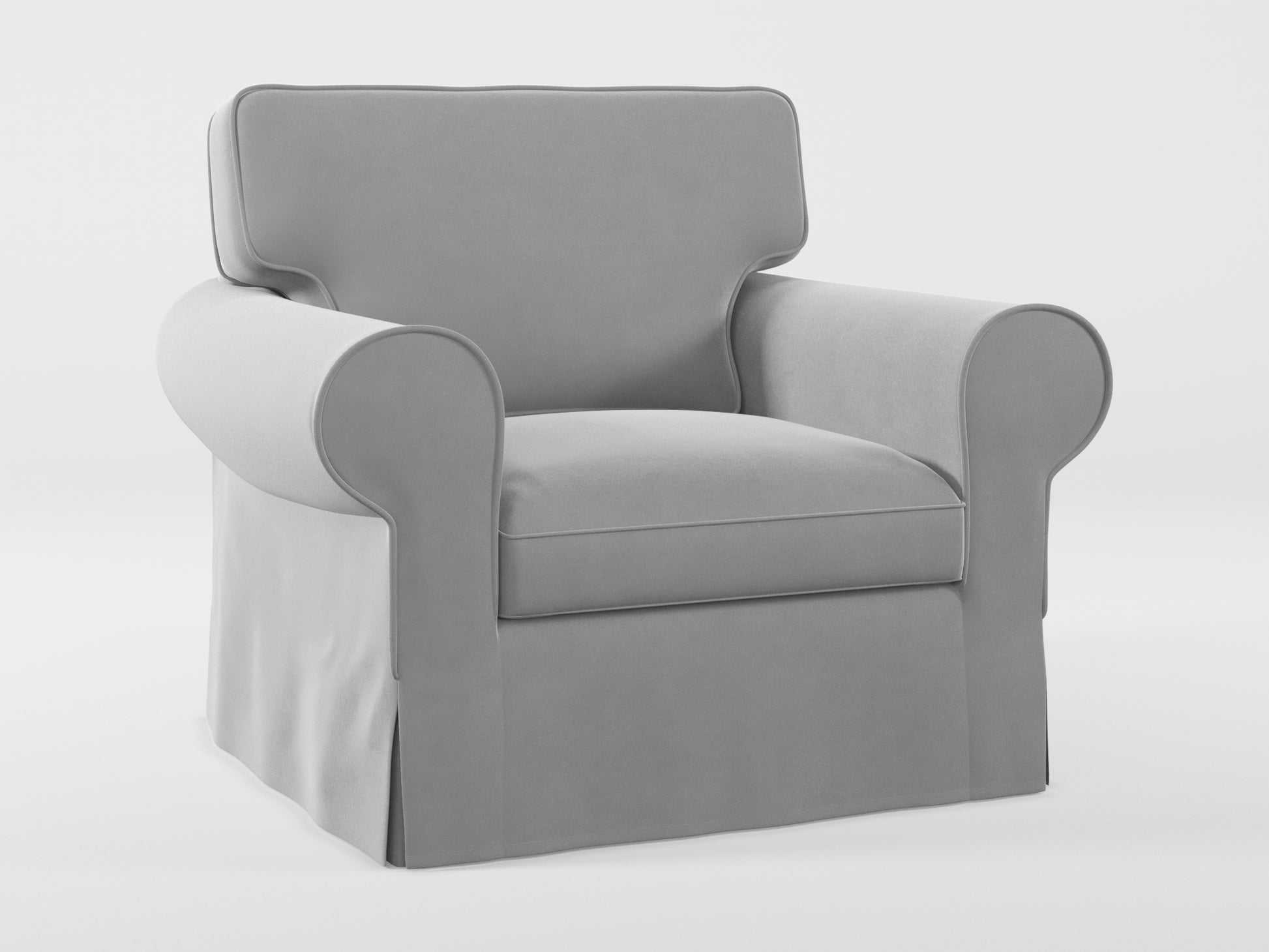 Ikea EKTORP Armchair cover made by Covereo in upholstery named VELVET Cool Grey