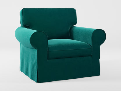 Ikea EKTORP Armchair cover made by Covereo in upholstery named VELVET Dark Teal