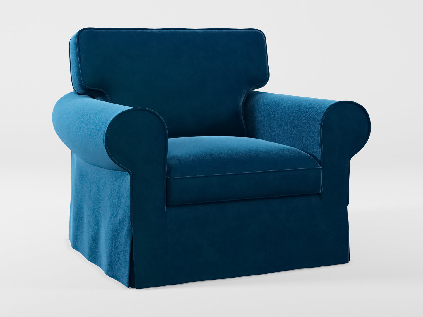 Ikea EKTORP Armchair cover made by Covereo in upholstery named VELVET In the Navy