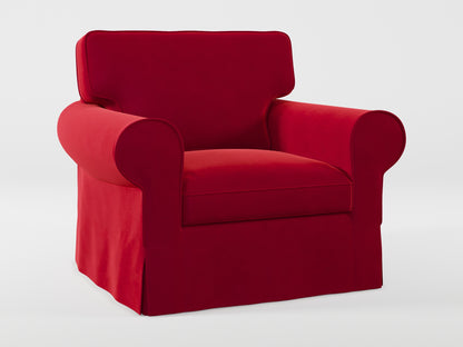 Ikea EKTORP Armchair cover made by Covereo in upholstery named VELVET Intense Red